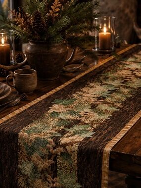 Luxury Woodland Table Runner Rustic Farmhouse Autumn Decor